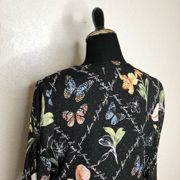 WHBM black floral butterfly Love at First Sight sheer overlay dress size Small - Picture 12 of 16